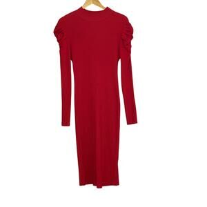 Red Puff Sleeve BodyCon Dress